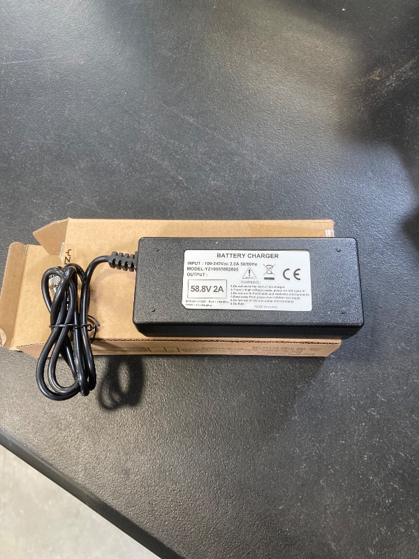 Photo 1 of YZPOWER 58.8V 2A Lithium Battery Charger for 50.4V 51.2V 52V 14S Li-ion Batteries 3 Prong GX16-3 12mm Connector,Power Chager Adapter with Display and Built-in Fan