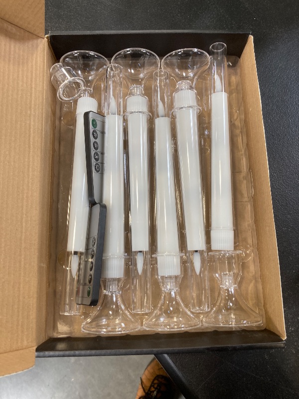 Photo 1 of kakoya Upgraded Flameless Taper Candles with Remote,6 PC Acrylic Battery Operated Candles with CandleSticks?Flickering Led Window Candles for Home Table and Wedding Decor?White?