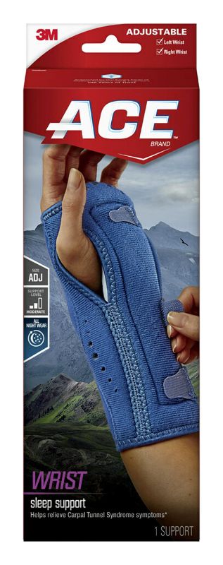 Photo 1 of ACE Night Wrist Sleep Support, Adjustable, Blue, Helps Provide Relief from Symptoms of Carpal Tunnel Syndrome, and other Wrist Injuries
