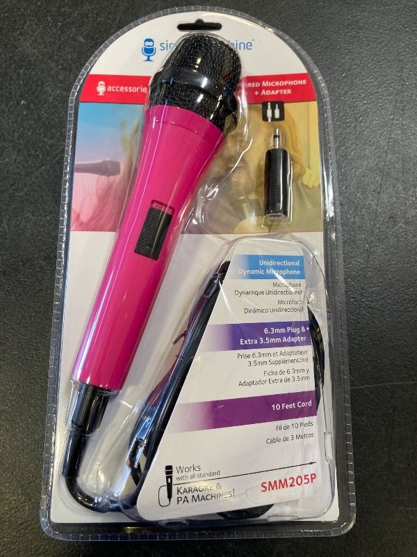 Photo 1 of Singing Machine Wired Microphone for Karaoke, (Pink) - Unidirectional Dynamic Vocal Microphone - Plug-In Microphone for Karaoke Machine, AMP, & Speaker - Mic for Singing, Public Speaking, & Parties