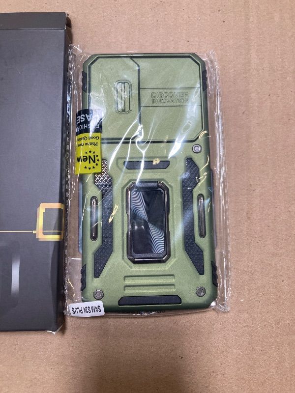 Photo 1 of WRJ Case Designed for Galaxy S24 Plus with Slide Camera Cover and Screen Protector, Military Grade Protection [Rotated Ring Kickstand] Heavy Duty Shockproof Protective Case-Olive Green