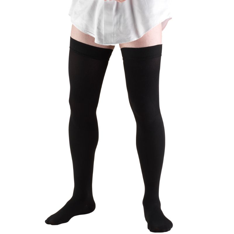 Photo 1 of Truform Compression Socks, 20-30 mmHg, Men's Dress Socks, Thigh High Over Knee Length, Black, Medium