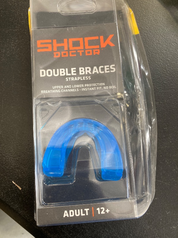 Photo 1 of Double Braces Strapless Mouth Guard, Blue, Adult