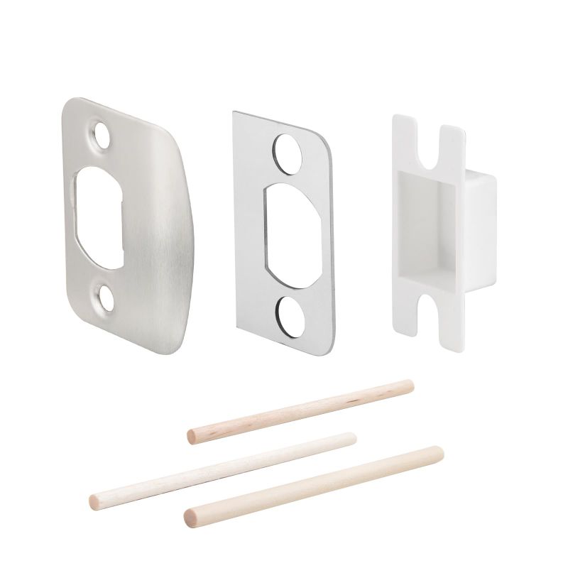 Photo 1 of MOSECYOU Standard Door Lock Strike Plate with Spacer Shim, Door Latch Restorer, Universal Security Striker, Repair Kits to Fix Door Won’t Latch in (Satin Nickel)
