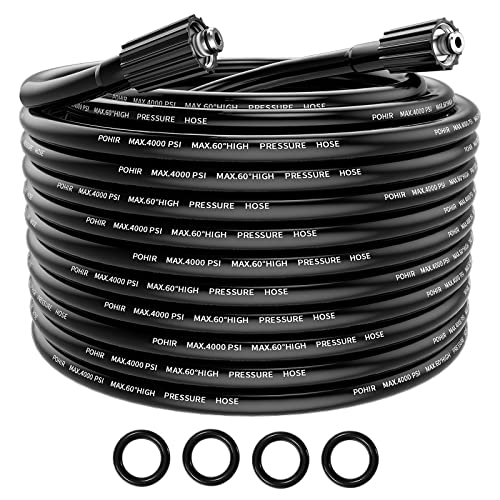 Photo 1 of POHIR Pressure Washer Hose 25FT, Kink Resistant Power Washer Replacement Hose 1/4 Inch with M22 14MM Swivel, Lightweight Pressure Washer Extension Hose 4000 PSI