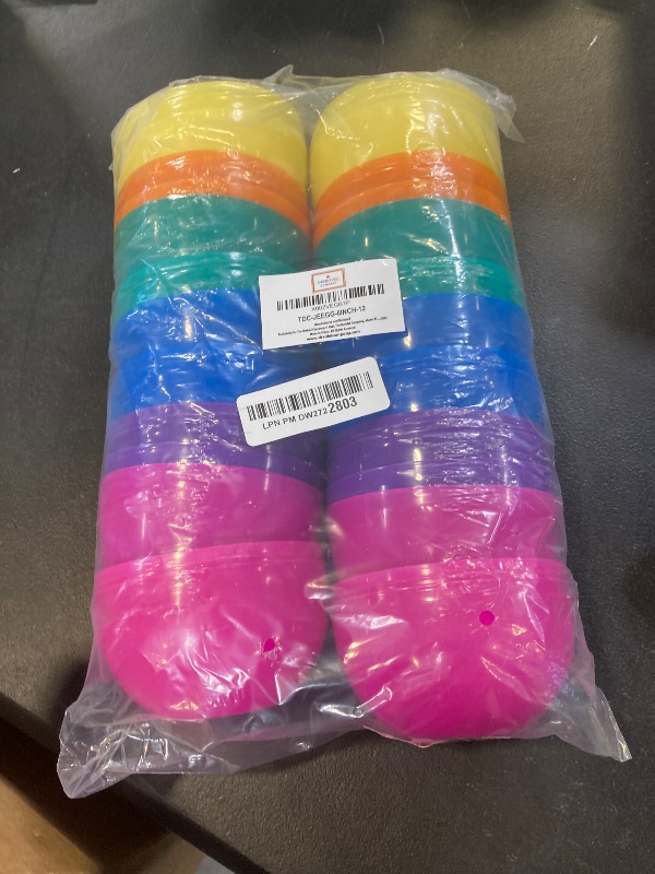 Photo 1 of 6 Inch Jumbo Fillable Easter Eggs, (12 pack) Colorful Bright Plastic Easter Eggs, Perfect for Easter Egg Hunt, Surprise Egg, Easter Hunt, Assorted Colors, 6" Giant Fillable Eggs (12-Pack)