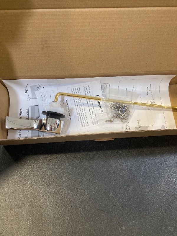 Photo 1 of Hibbent Universal Metal Front Mount Toilet Handle Replacement Kit, Brass Toilet Flush Tank Lever with Stainless Steel Flapper Chains for Most Toilets, Chrome