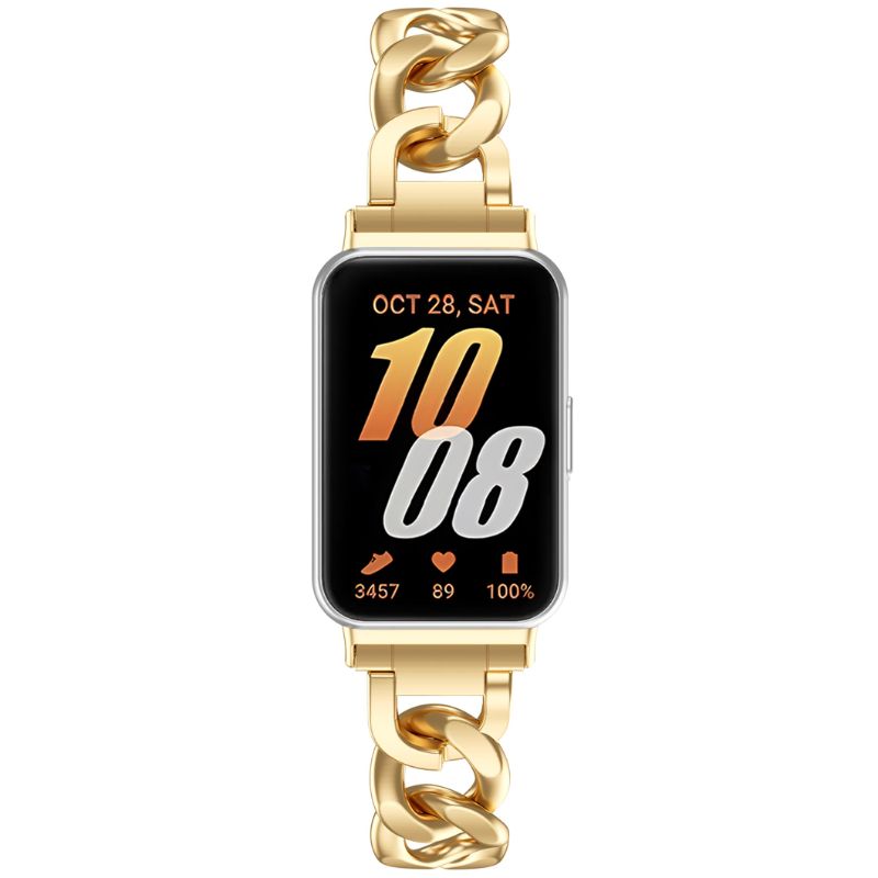 Photo 1 of Farluya Slim Metal Watch Bands Compatible with Samsung Galaxy FIT 3,Adjustable Stainless Steel Bracelet for Women, Replacement Wristband Chain for Galaxy FIT 3 SM-R390.Gold