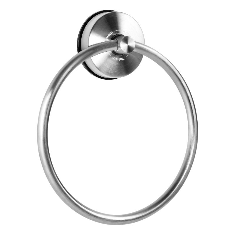 Photo 1 of YOHOM Suction Cup Towel Ring Hand Towel Holder for Bathroom Vacuum Suction Washcloth Holder Dish Towel Hanger for Shower Wall No Drill Stainless Steel Brushed Finish
