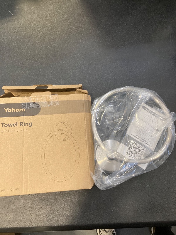 Photo 1 of YOHOM Suction Cup Towel Ring Hand Towel Holder for Bathroom Vacuum Suction Washcloth Holder Dish Towel Hanger for Shower Wall No Drill Stainless Steel Brushed Finish