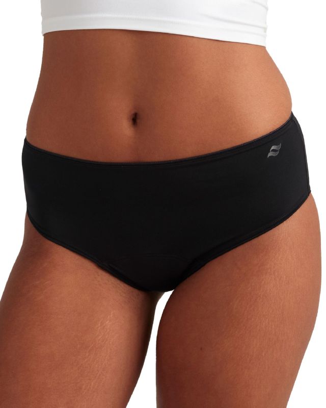 Photo 1 of saalt Teen Brief Period Underwear - Leakproof Menstrual Underwear for Teen Girls - Nylon-Spandex Blend - Full-Coverage Comfort - Machine Washable - Heavy Absorbency - 9-10 (S) Volcanic Black