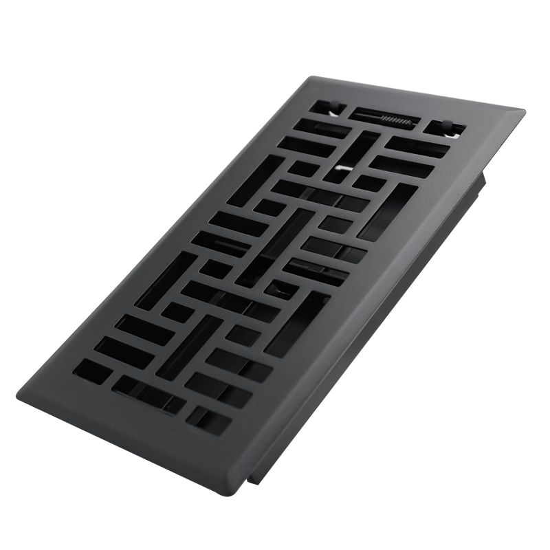 Photo 1 of Howeall 4x8 Inches Heavy Duty Walkable Floor Register Easy Adjust Air Supply Lever Floor Vents - Seattle Design - Vent Cover for Home Floor - Matte Black