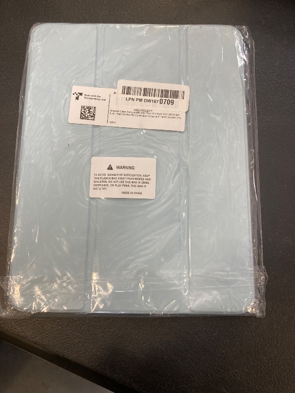 Photo 1 of Akkerds Case Compatible with iPad 10.2 Inch 2021/2020/2019, for iPad 9th/8th/7th Generation Case with Pencil Holder, Protective with Soft TPU Back, Auto Sleep/Wake Cover, Sky Blue