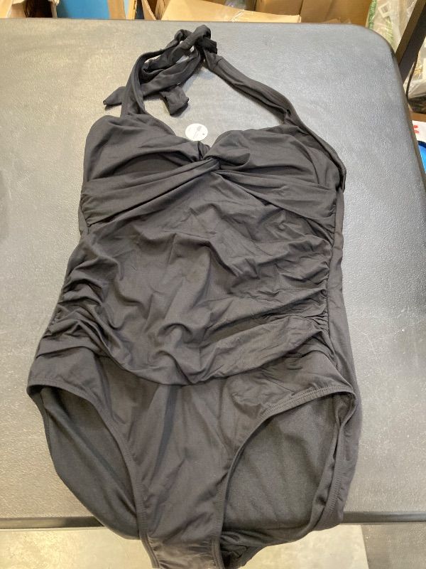 Photo 1 of Womens Liz Claiborne Black White One Piece Halter Top Swimming Suit ( size 12 ) 