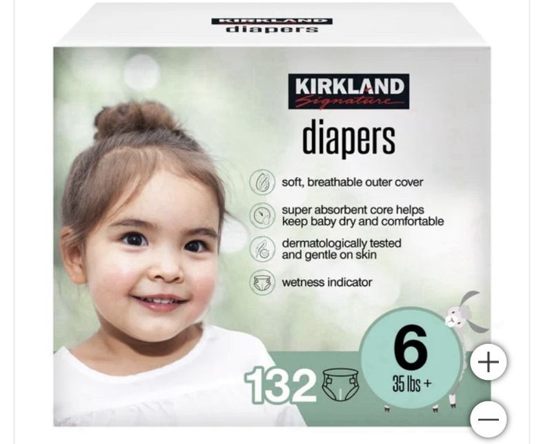 Photo 1 of Kirkland Signature Diapers Size 6 Sealed 35+ Lbs 132 Count
