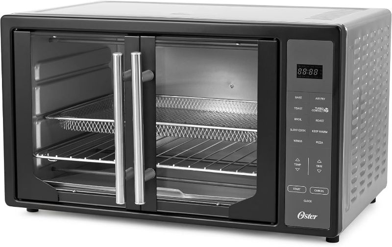 Photo 1 of Oster Air Fryer Oven, 10-in-1 Countertop Toaster Oven Stainless Steel French Doors