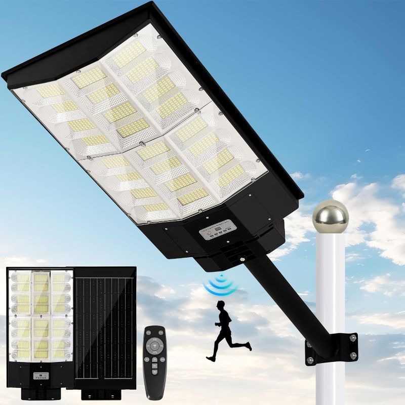 Photo 1 of INSDEA 8200W Solar Street Light with Motion Sensor, 8200LM Dusk to Dawn Solar Flood Lights, Outdoor Waterproof LED Security Lights for Garden, Yard, Parking Lot
