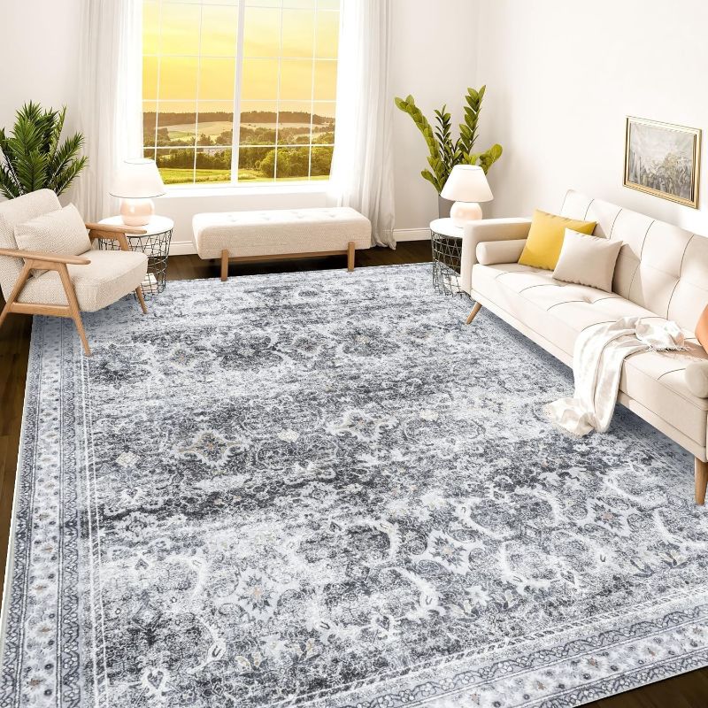 Photo 1 of Istana 9x12 Area Rug - Light Grey 9 x 12 Area Rugs for Living Room - Foldable 9x12 Rugs for Bedroom/Living Room Rug -Stain Resistant Washable Rugs - Eco-Friendly Area Rugs
