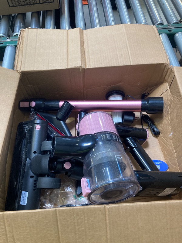 Photo 1 of Cordless Vacuum Cleaner, 8 in 1 Powerful Suction Lightweight Vacuum Cleaner for Home, LED Display, 3 Suction Modes, 45Mins Detachable Battery Vacuum for Hard Floor Carpet Pet Hair, Pink
