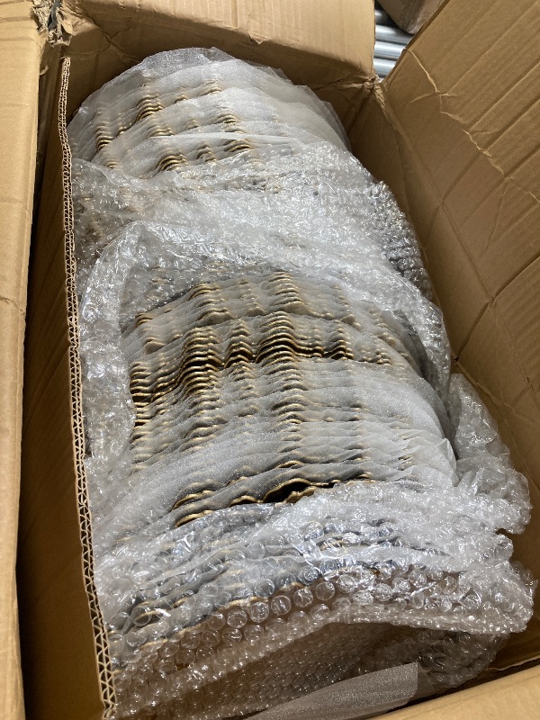 Photo 1 of MAONAME 13" Gold Charger Plates Set of 100, Plastic Reef Plate Chargers Bulk, Round for Dinner Plates, Table for Wedding Decor
