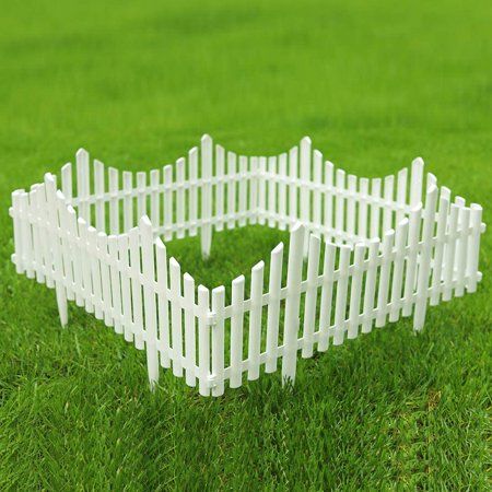 Photo 1 of Sungmor Pack of 4 Garden Picket Fence,96 Inch Plastic White Edgings,Grass Lawn Flowerbeds Plant Borders,Landscape Path Panels
