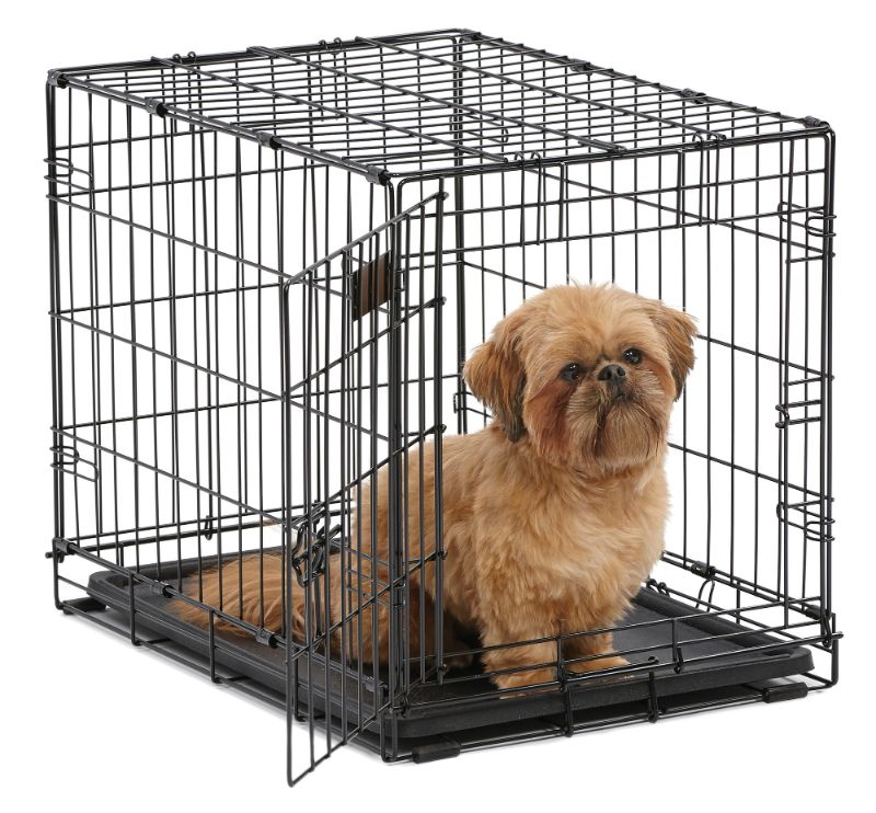 Photo 1 of MidWest Single Door ICrate Metal Dog Crate Includes Leak-Proof Pan Floor Protecting Feet Divider Panel; 24-inch Black