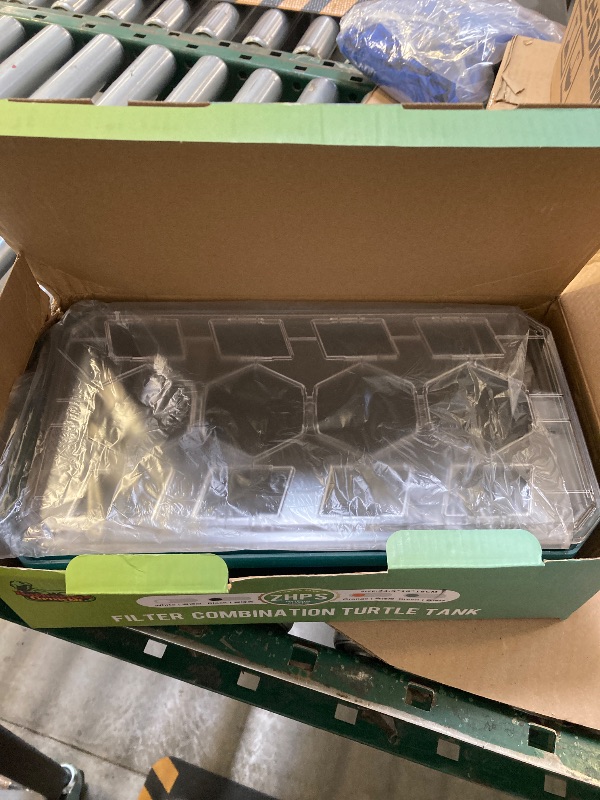 Photo 1 of (FOR PARTS ONLY) Turtle Tank Habitat Kit - Single Tank Green Medium with Anti Escaping Cover, Detachable Transparent Fence & Basking Platform