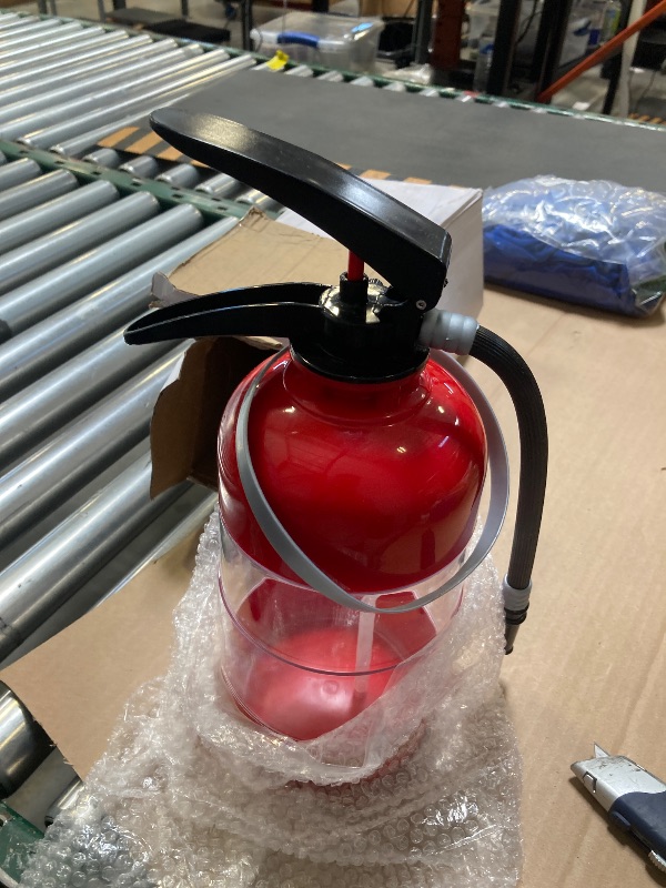 Photo 1 of Liquor Dispenser, Drink Beverage Alcohol Wine Dispenser for Man Cave Decor, Pump Red Plastic Beer Whiskey Wine Pourer with 2L/70oz Fire Extinguisher Shape for Bar Home Party Use