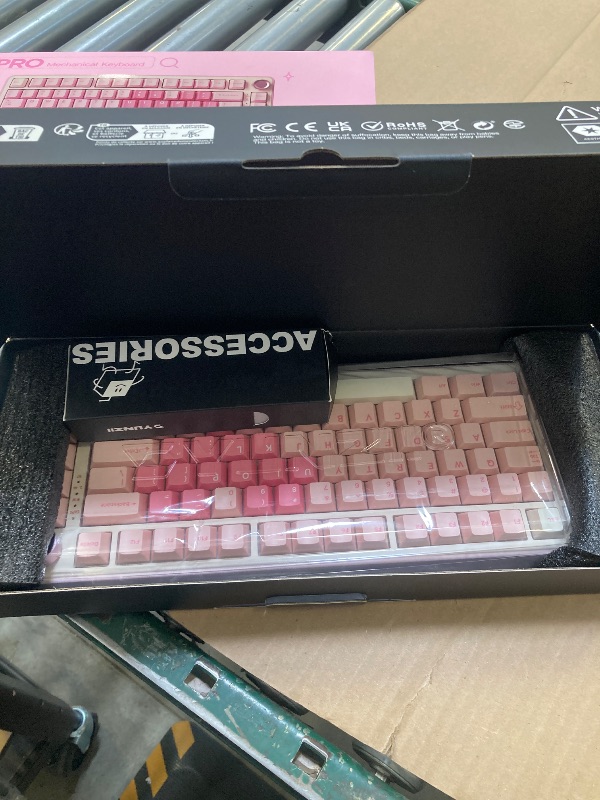 Photo 1 of YUNZII B75 PRO Wireless Mechanical Keyboard,75% Layout with Knob,Hot Swap Gasket Custom Structure,Creamy Pre-lubed Switches,RGB Backlit,Bluetooth/Type-C/2.4G for Win/Mac(Milk Switch,Pink)