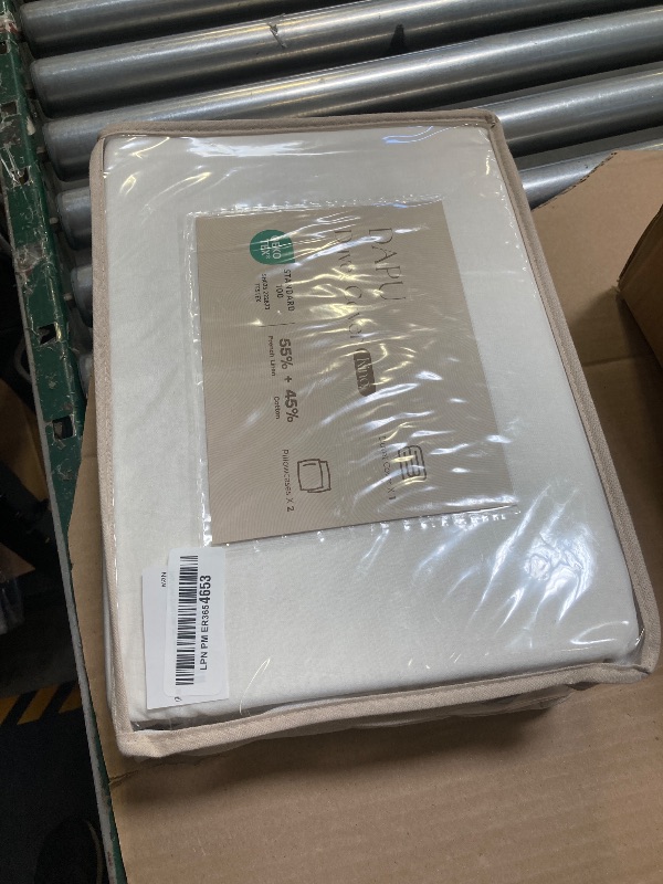 Photo 1 of DAPU Linen Duvet Cover Set - French Linen Cotton Blend Natural Flax Soft Breathable Bedding 3 Pcs Set - 1 Duvet Cover 2 Pillowcases (Off-White/Cotton Linen, King)