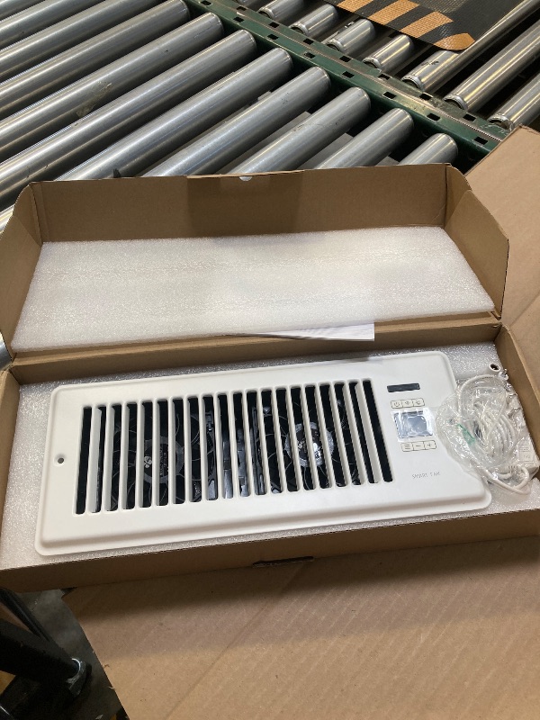 Photo 1 of Super Quiet Register Booster Fan for 4" x 12" Register Holes, Smart Register Vent with Dual Intelligent Thermostat and WIFI App Control, Heating Cooling AC Vent Fan (White)