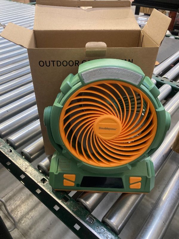 Photo 1 of Camping LED Fan with Light, 40000mAh Rechargeable Battery Powered Outdoor Tent Fan with Light and Hook, 6 Speed, Personal USB Desk Fan for Camping, Fishing, Power Outage,Hurricane, Worksite