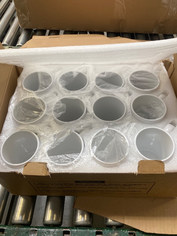 Photo 1 of ABBSH Sublimation Coffee mugs, 15 oz White Coffee Mugs Tazas Para Sublimacion Cups With Box for Coffee, Soup, Tea, Milk, Latte, Hot Cocoa Set of 12