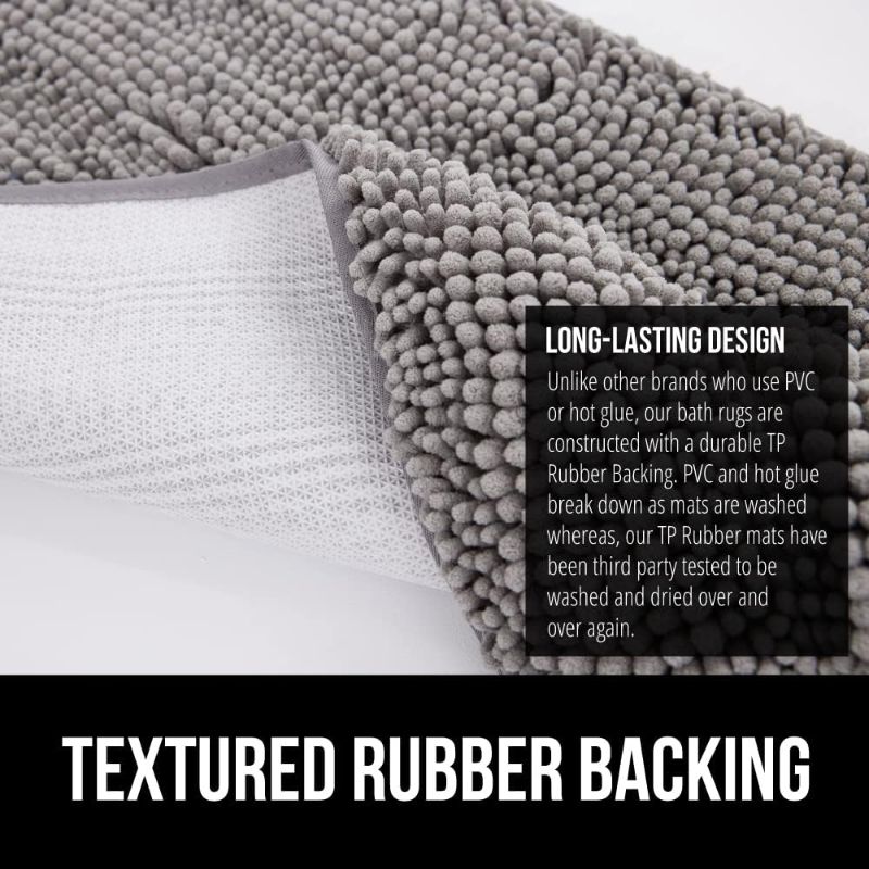 Photo 1 of GORILLA GRIP Bath Rug Mat, Thick Soft Absorbent Chenille, Quick Dry Microfiber Mats, Rubber Backing Washable Shower Floor Rugs, Bathmat Runner, US Designed Bathroom Home Decor Accessories