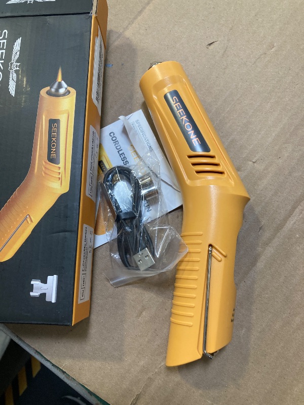 Photo 1 of SEEKONE Cordless Mini Heat Gun with 4-Temp Settings (Up to 842°F/450°C) and Memory Function, 3.6V Lithium Hot Air Gun, USB Charge with Reflector Nozzle for Crafting, Resin Heating and Shrink Wrapping
