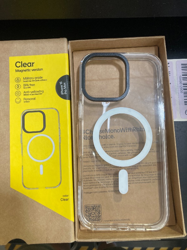 Photo 1 of RhinoShield Clear Case Compatible with Magsafe for [iPhone 16 Pro Max] Superior Magnetic, Advanced Yellowing Resistance, Crystal Clear, Protective and Customizable Clear Phone Case-Black Camera Ring