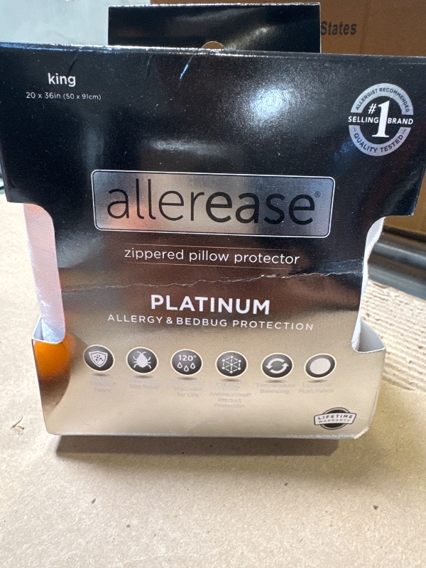 Photo 1 of AllerEase Platinum Allergy Defense Particles Proof Temperatur Balancing Luxurious Plush Fabric Machine Washable Bedbug Bite Proof Durable Zippered Pillow Protector, King Size, White