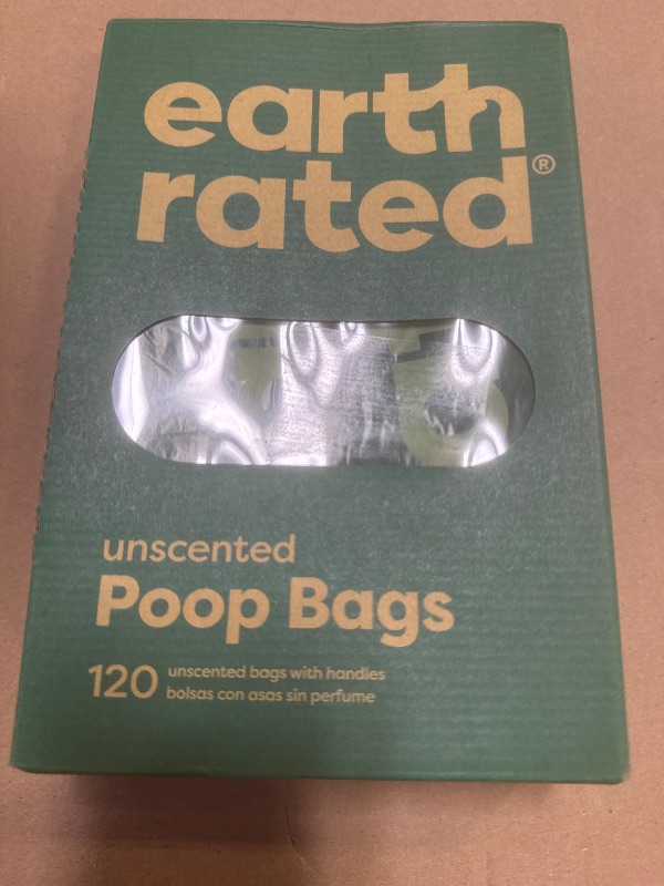 Photo 1 of Earth Rated Dog Poop Bags with Handles, Extra Wide, Easy Tie and Guaranteed Leakproof, Unscented, 120 Handle Bags