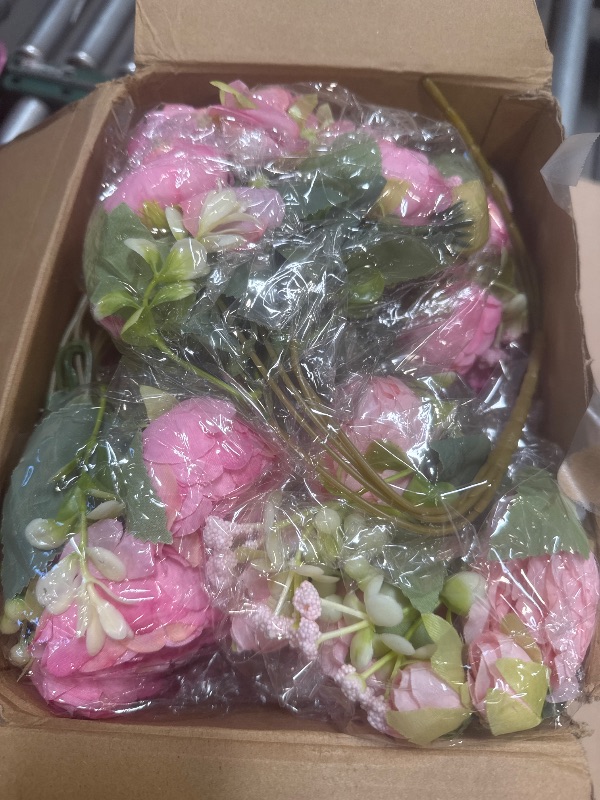 Photo 1 of Jexine 24 Bundles Silk Artificial Peonies Flowers Faux Peony Bouquet Fake Peonies Artificial Flowers Bouquets for Vase Floral Arrangements Wedding Home Table Decoration (Colorful)