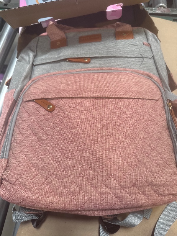 Photo 1 of Astro alan Baby Diaper Bags with Changing Station, Waterproof Diaper Bag Backpack for Moms Dads with USB Charging Port, Baby Shower Gifts, Large Capacity diaper backpack, Grey Pink