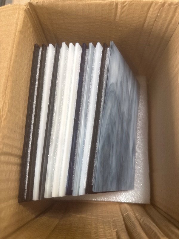 Photo 1 of ILLUCKAI 12 Sheets Stained Glass Sheet Assorted Gray Black White Colors, 6 x 4 inch Stained Glass Supplies Mosaic Glass Tiles for Stained Glass Artwork Mosaic Crafts