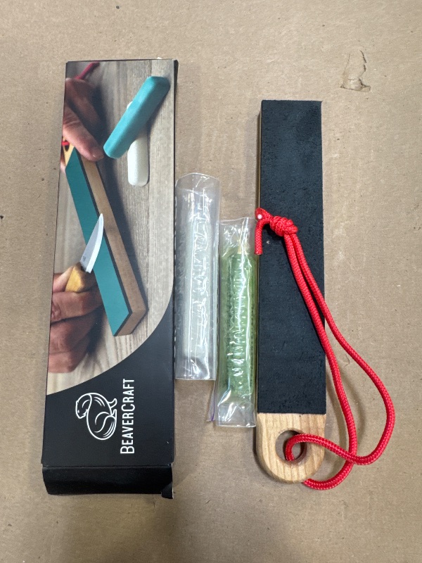 Photo 1 of BeaverCraft Leather Strop for Knife Sharpening LS9P02 - Stropping Kit with Polishing Compound - Leather Knife Sharpener - Honing Strop Block 2-sided