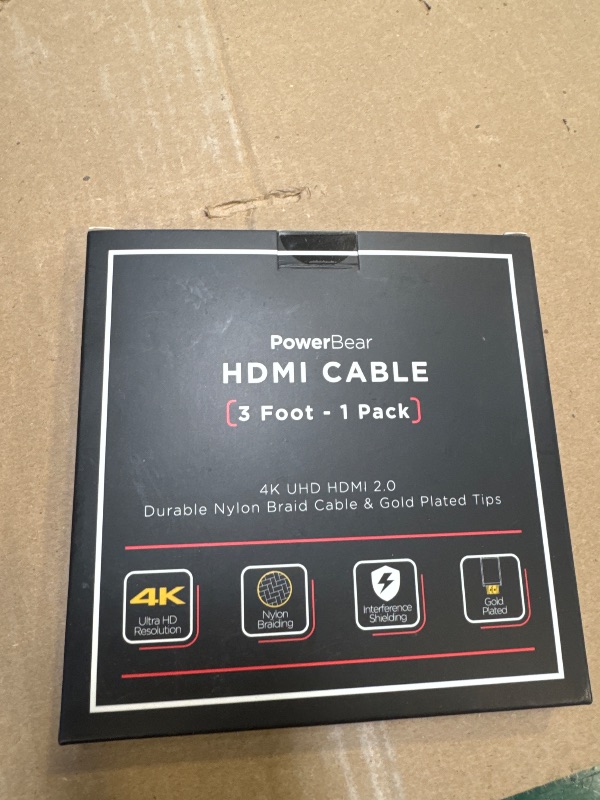 Photo 1 of PowerBear 4K HDMI Cable 3 ft | High Speed Hdmi Cables, Braided Nylon & Gold Connectors, 4K @ 60Hz, Ultra HD, 2K, 1080P, ARC & CL3 Rated | for Laptop, Monitor, PS5, PS4, Xbox One, Fire TV, & More