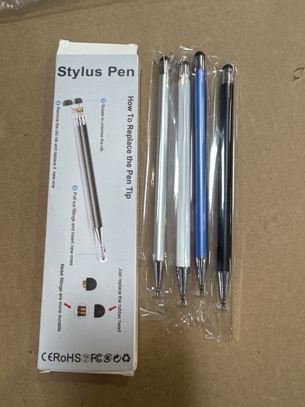 Photo 1 of Stylus (5 Pcs), 2-in-1 Stylus Pen for Touch Screen, High Precision and Sensitivity, Suitable for iPhone/ipad/Android Tablets, Compatible with All Touch Screens (Black/White/Blue/Rose Gold/Silver)