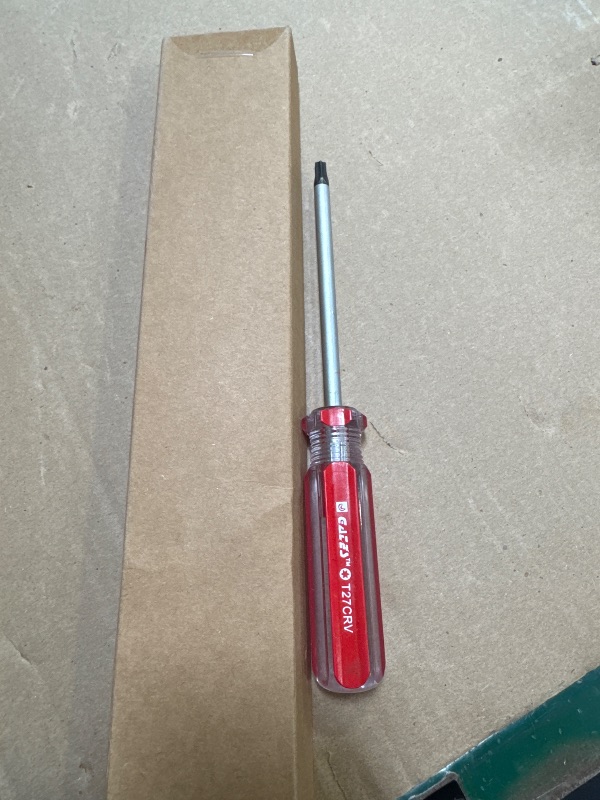 Photo 1 of uxcell Torx Screwdriver, T27 Security Magnetic Star Screw Driver with 4" CR-V Shaft and Clear Red Handle