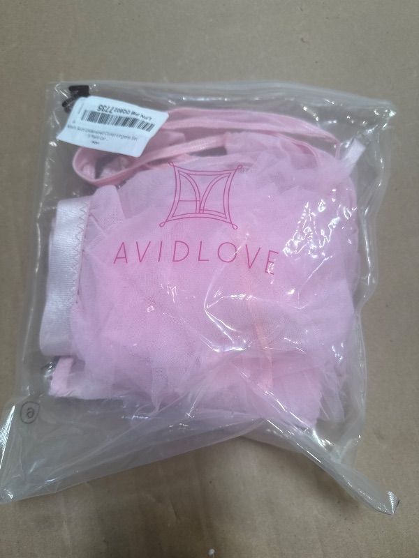 Photo 1 of Avidlove Lingerie Set for Women with Mesh Skirt Underwired Corset Lingerie Set 5 Piece Lace Boned Bra and Panty Set Pink