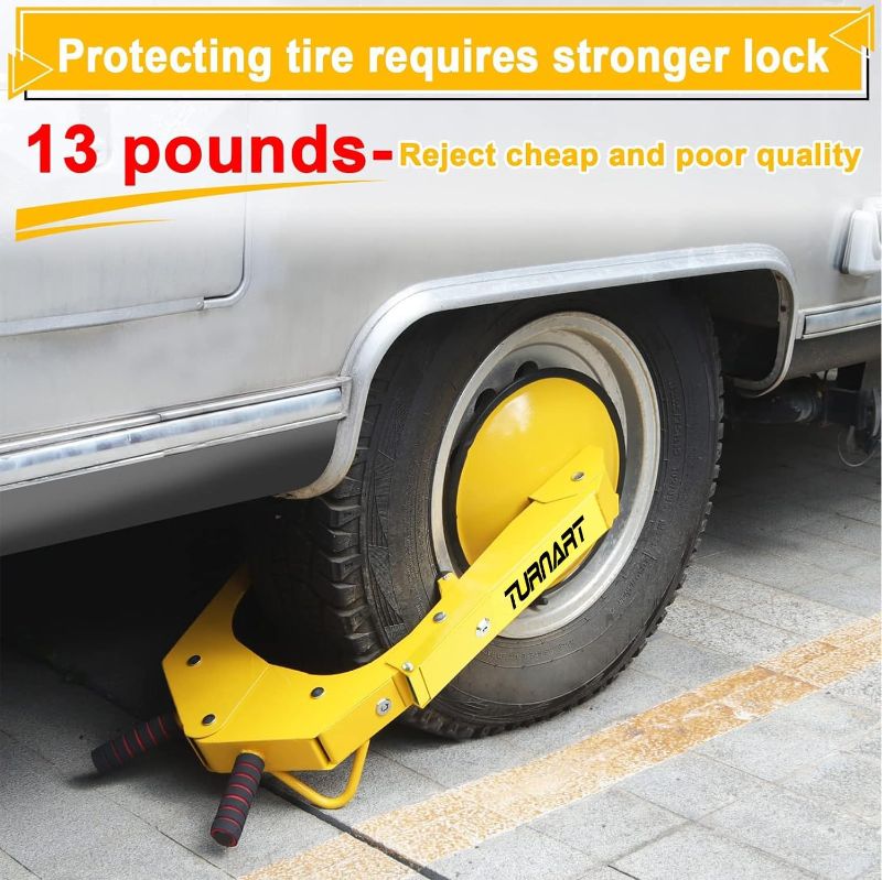 Photo 1 of TURNART Wheel Lock, Anti Theft not only for Wheels but Also for Rims, Adjustable, Universal, 3 Keys, 1 Crank, Yellow