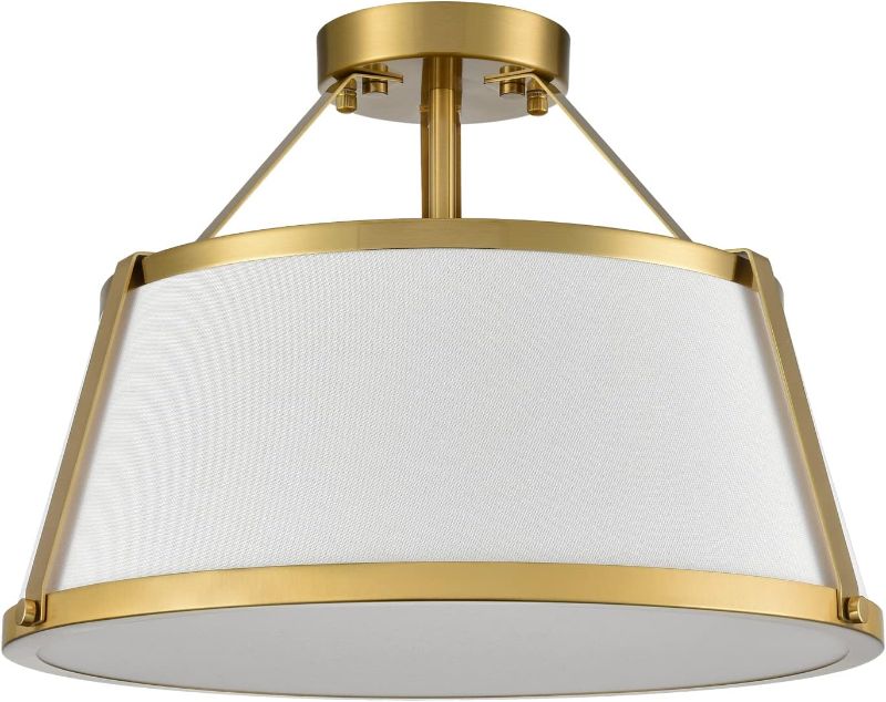Photo 1 of DANSEER Drum Ceiling Light Semi Flush Mount Gold Finish Dimmable LED for Bedroom Hallway Living Room Entry