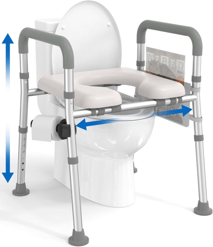 Photo 1 of Raised Toilet Seat with Handles, Toilet Seat Riser for Seniors with Adjustable Height & Width, FSA HSA Eligible 400lb Handicap Elevated Toilet Seat for Elderly, Pregnant, Fit Any Toilet
