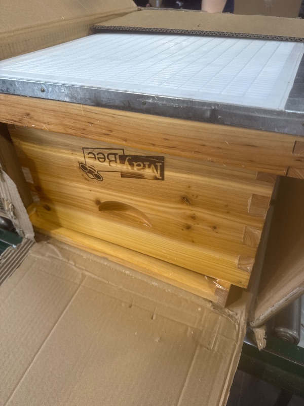 Photo 1 of Beehive Starter Kit 10-Frame Bee Boxes and Frames Starter Kit Wax Coated Bee Hives and Supplies Starter Kit Including Beekeeping Tools Kit with Beekeeping Veil
